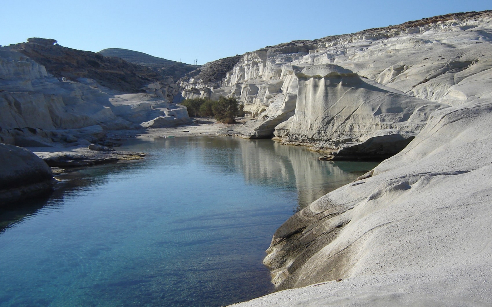 The white volcanic rock formations of Sarakiniko beach on Milos Island